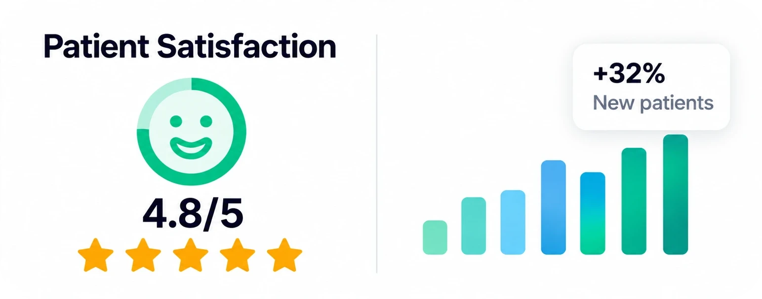 Patient satisfaction score with a rising trend of new patients